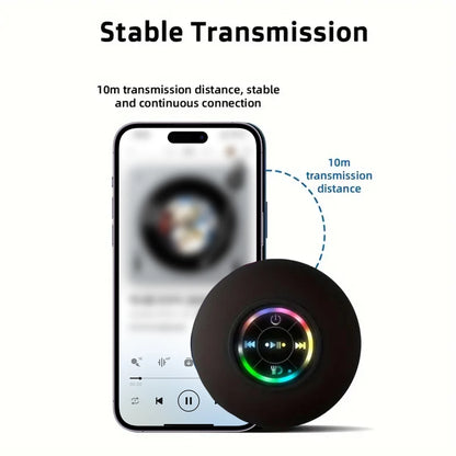 Experience Music Anywhere with the Bathroom IPX4 Waterproof Wireless LED Light Bluetooth Speaker - Suction Cup Mini Portable Speaker for Outdoor and Indoor Use