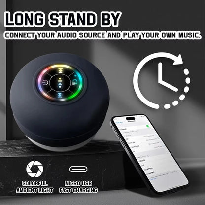 Experience Music Anywhere with the Bathroom IPX4 Waterproof Wireless LED Light Bluetooth Speaker - Suction Cup Mini Portable Speaker for Outdoor and Indoor Use