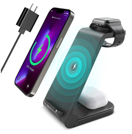 Ultimate 3-in-1 Wireless Charging Station for iPhone, Apple Watch, and AirPods